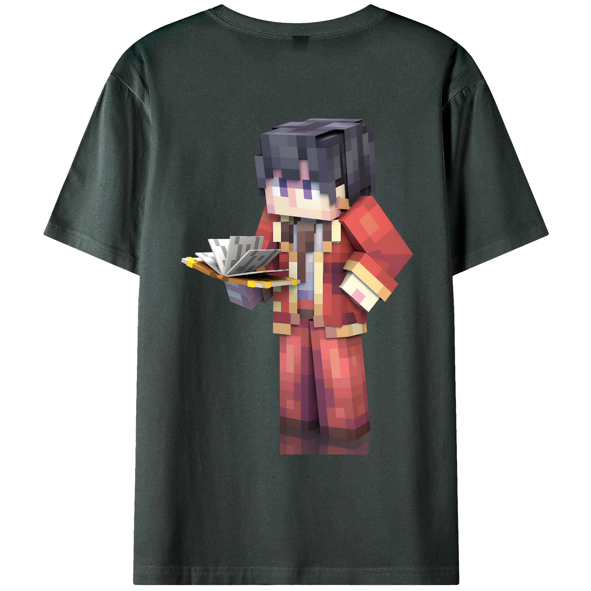（画像用） マインクラフト ブロックの世界 Minecraft MC Block world 綿100％ メンズ半袖Tシャツ（バックプリント） 通気性